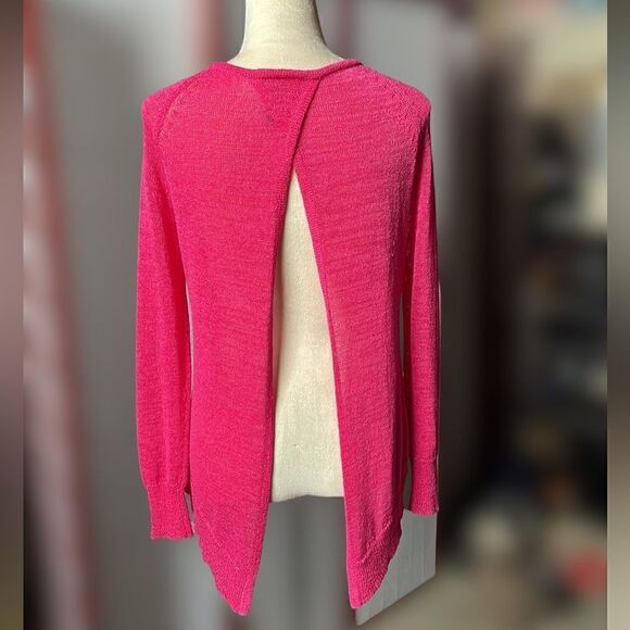 Bisou Bisou Michele Bohbot Pink Semi-Sheer Top w/Open Back (Size: Small) - Picture 9 of 11